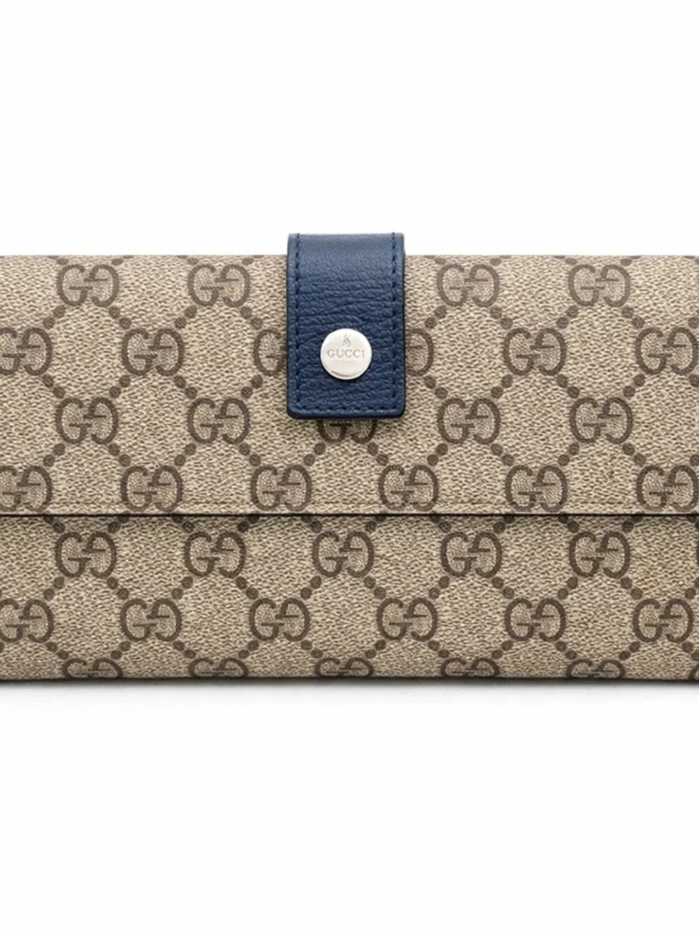 Vintage Gucci GG Guccissima Canvas/Blue Leather Long Wallet/Coin Pocket